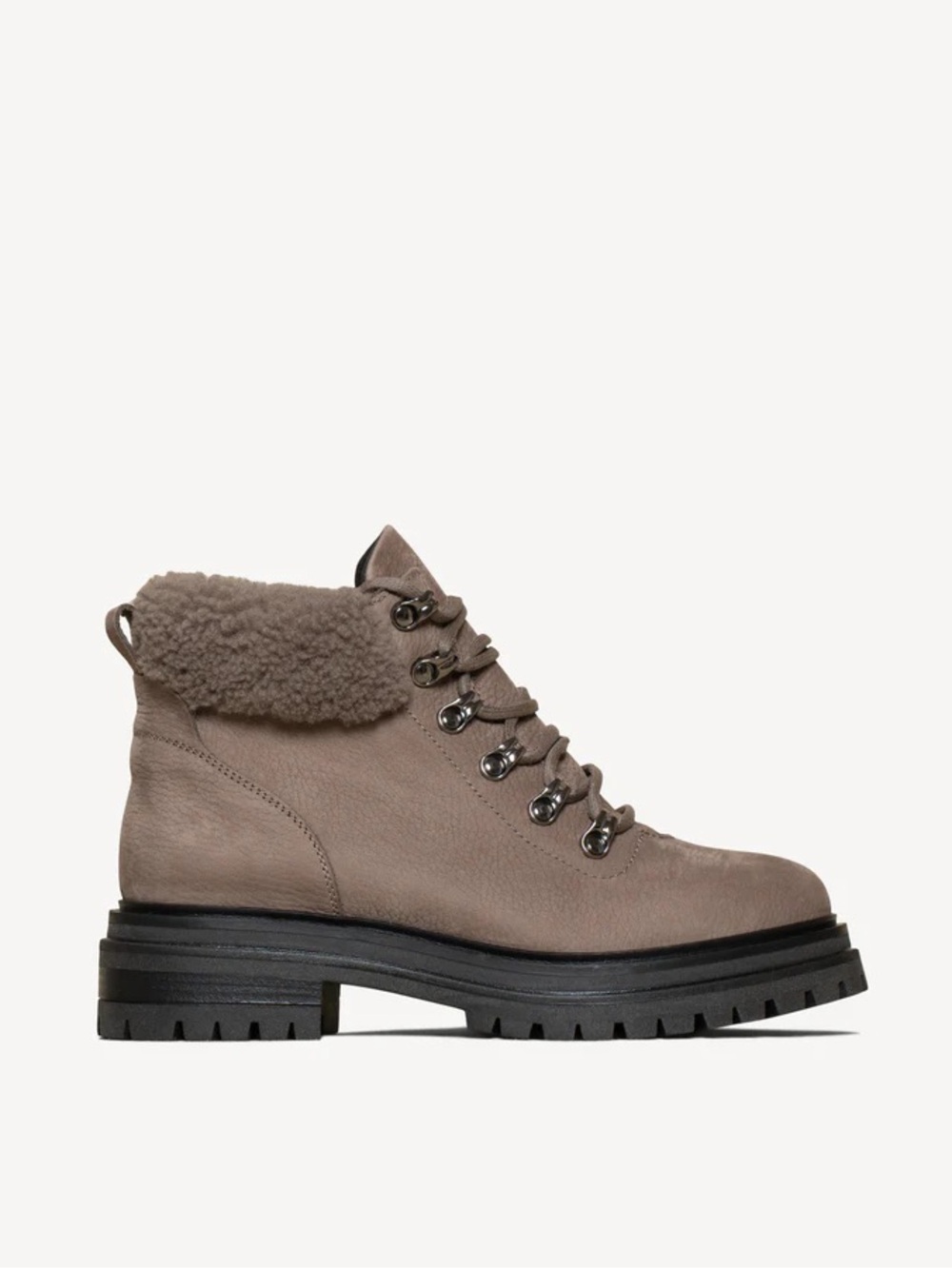 M. Gemi Alpine Suede Lace-Up Shearling Collar Boots
